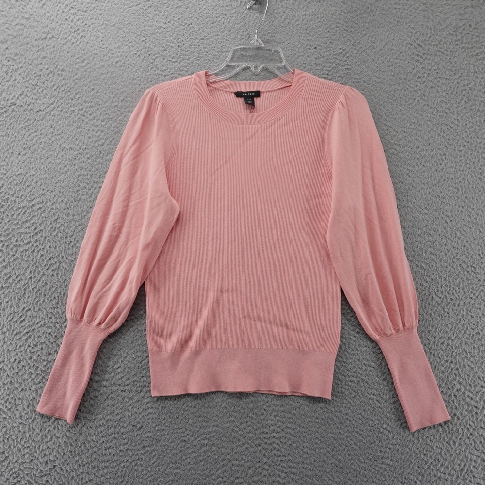 Halogen Pink Ribbed Balloon Sleeve Crew Neck Sweater XXS New